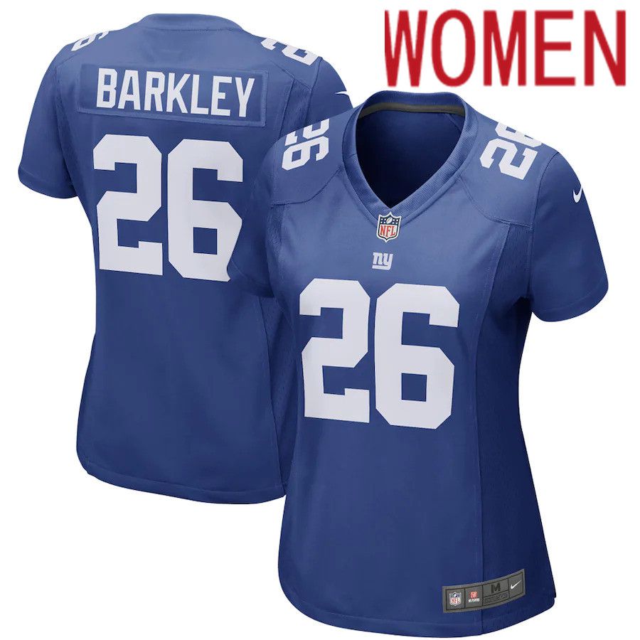 Women New York Giants #26 Saquon Barkley Nike Royal Player NFL Jersey->women nfl jersey->Women Jersey